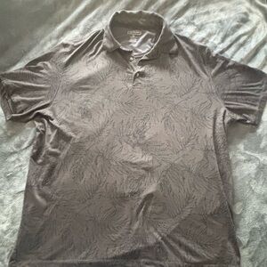 Van Heusen Men's Black Polo with Tonal Leaf Pattern